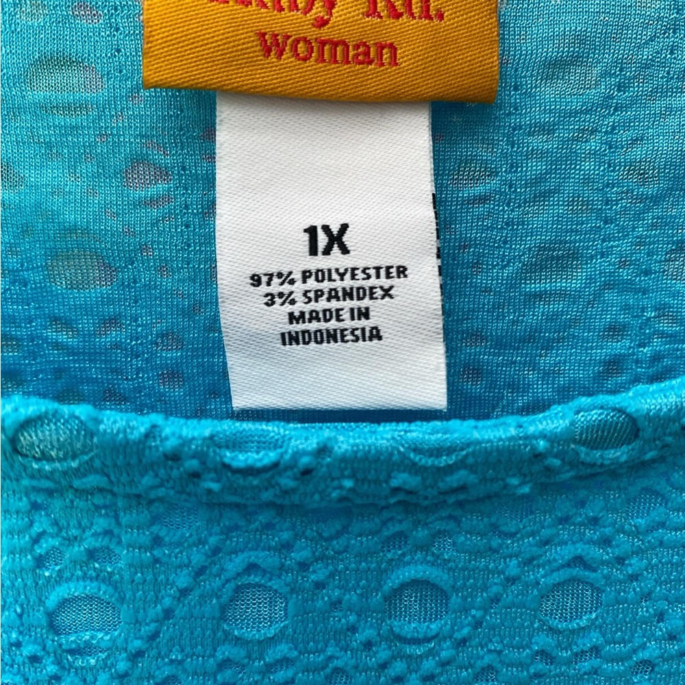 Ruby Rd. Turquoise Eyelet Knit Boatneck Top - Picture 2 of 5